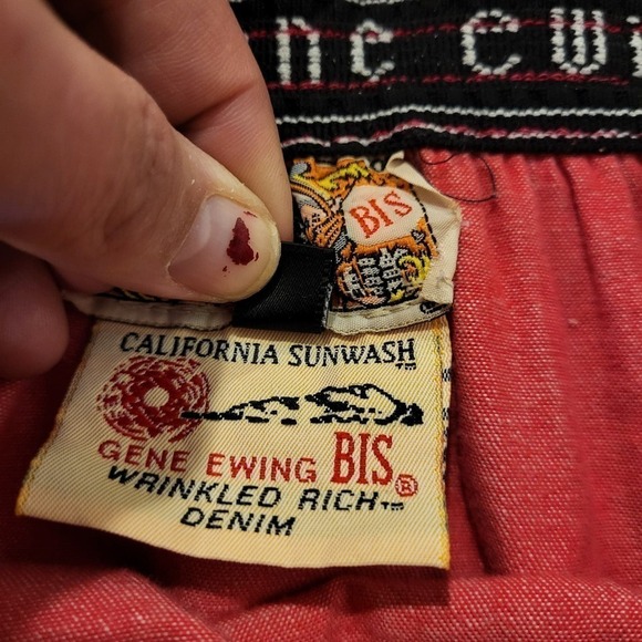 #upcycled vintage Red Elastic waist Mini Skirt Bohemian Hand Made - Picture 5 of 11